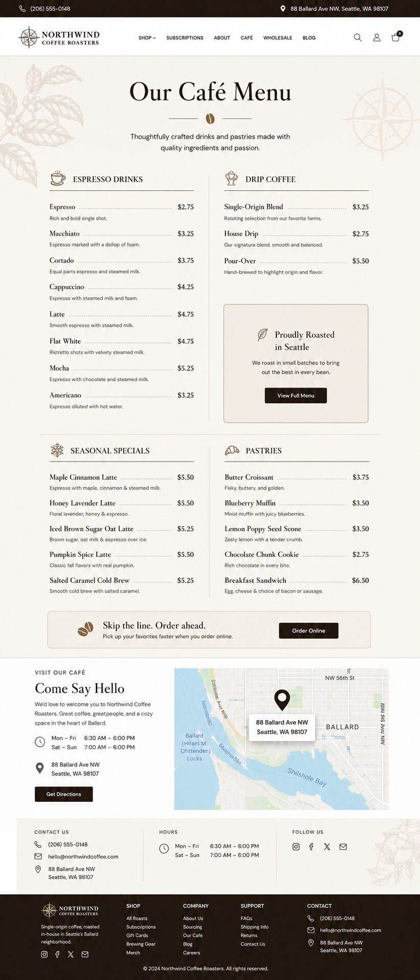 Menu design mockup